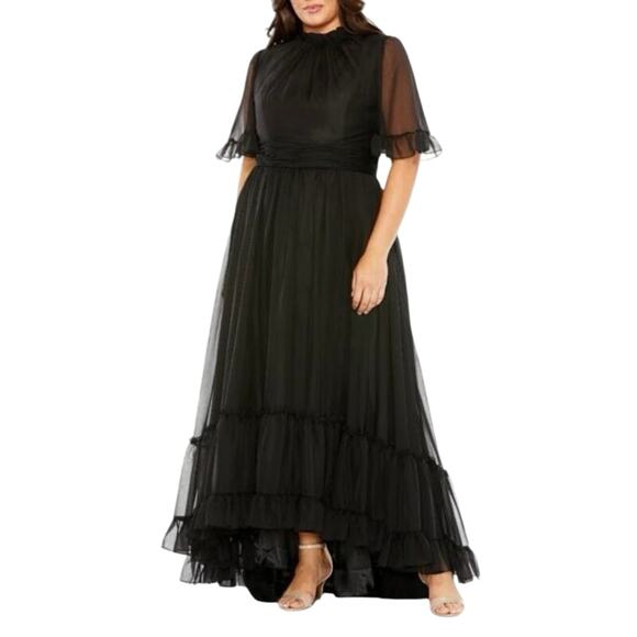 Mac Duggal 68427 Ruffle Hem Flutter Sleeve Dress Size 14W New w/ Tag MSRP $498 - Picture 1 of 7